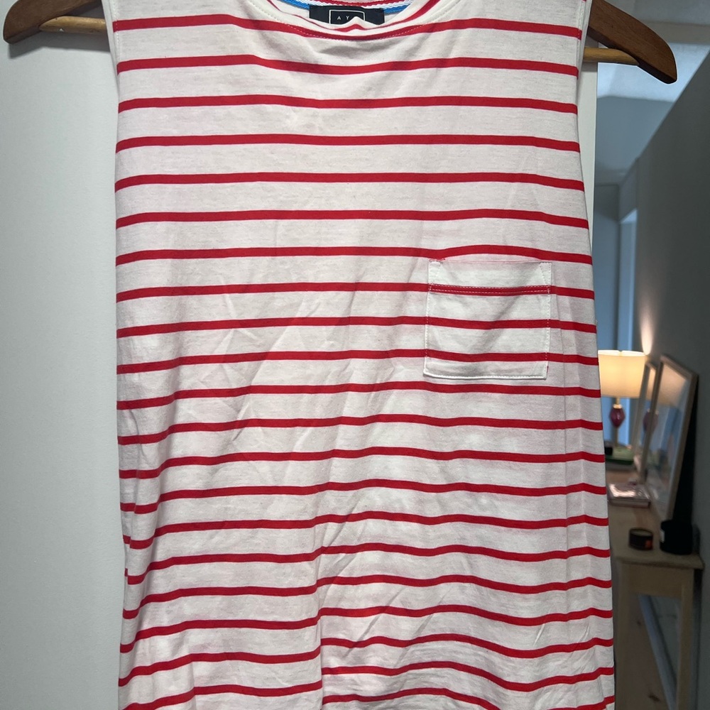 AYR Red and White Striped Sleeveless Top
